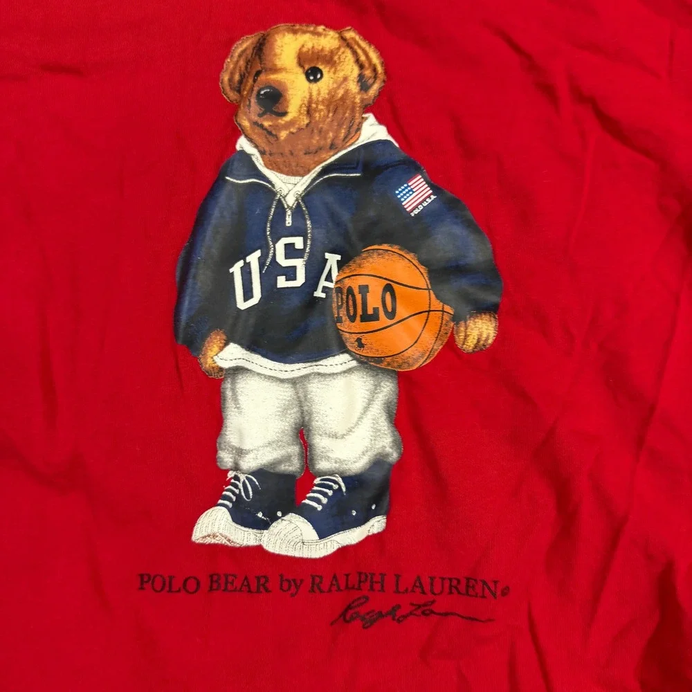 Polo Ralph Lauren Polo Bear USA Basketball Red T-Shirt Womens Large / Mens M